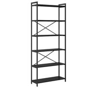 vidaXL Libreria Autoportante in Rovere Nero - 80 x 30 x 188 cm. Ha Una Struttura in Metallo, Ripiani in Legno, Un Sistema Anti-ribaltamento e possibilità di Fissaggio a Muro. I Piedi Sono Regolabili