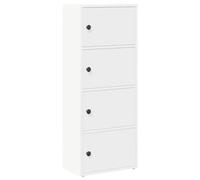 vidaXL Libreria in legno bianco 40 x 24 x 102 cm - ripiani moderni per soggiorno/ufficio, resistente contenitore con ante, versatile, design anti-umidità