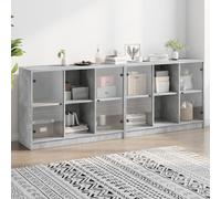 vidaXL Libreria con Ante Grigio Cemento 204x37x75 cm Legno Multistrato
