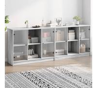 vidaXL Libreria con Ante Grigio Sonoma 204x37x75 cm Legno Multistrato