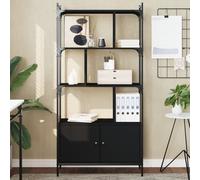 vidaXL Libreria con Ante Nera 76,5x30x154,5 cm Legno Multistrato