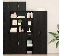 vidaXL Libreria con cassetto Rovere Nero 30 x 42.4 x 185.2 cm