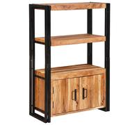 vidaXL Libreria con Porte Marrone Legno massello di acacia e metallo