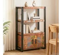 vidaXL Libreria con Porte Marrone Legno Recuperato Massello e Metallo