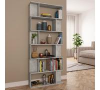 vidaXL Libreria/Divisorio Grigio Cemento 80x24x192cm Legno Ingegnerizzato