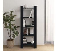 AX Libreria Divisorio Parete Nero Rustico Legno Massello 60x35x160cm Dvd 813893