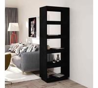 vidaXL Libreria/Divisorio Nero 60x35x167 cm in Legno Massello di Pino