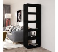 vidaXL Libreria/Divisorio Nero 60x35x167 cm in Legno Massello di Pino