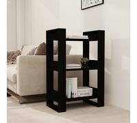 vidaXL Libreria/Divisorio Nero 60x35x91 cm in Legno Massello di Pino