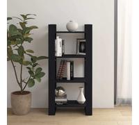 vidaXL Libreria/Divisorio Nero 80x35x125 cm Legno Massello