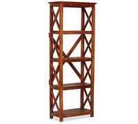vidaXL Libreria Finitura Ambra Armadio Mobile Scaffali Mobile per Libri Studio Soggiorno Arredamento Camera Interno Legno Massello Acacia