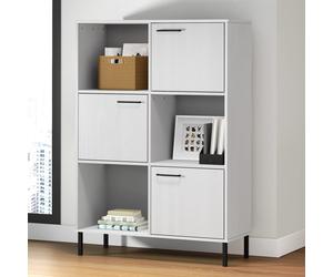 vidaXL Libreria Gambe Metallo Bianco 90x35x128,5cm Legno Massello OSLO