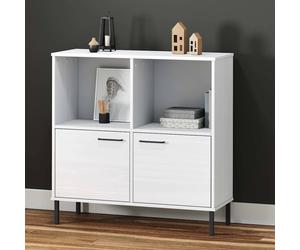 vidaXL Libreria Gambe Metallo Bianco 90x35x90,5 cm Legno Massello OSLO