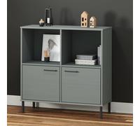 vidaXL Libreria Gambe Metallo Grigio 90x35x90,5 cm Legno Massello OSLO