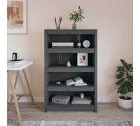 vidaXL Libreria Grigia 80x35x126 cm in Legno Massello di Pino
