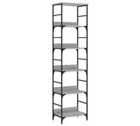 AX Scaffale Libreria 5Scomparti Grigio Legno Decor Design 50x33x188,5cm + 835282