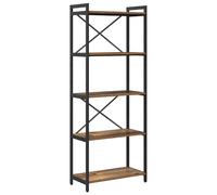 vidaXL Libreria in Legno Vecchio 60 x 30 x 153 cm, Struttura in Acciaio e Ripiani Regolabili, Piedi Regolabili, Struttura Incrociata, per Uso Interno, Ampio Spazio, Stile Industriale, assemblaggio RI
