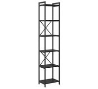 vidaXL Libreria in Nero Rovere, 40 x 30 x 188 cm, in Legno Ingegnerizzato e Acciaio. Multi Livello, con Piedini Regolabili. Perfetta per Stoccare in Casa, in Stile Industriale. Scaffale a Livelli co