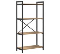 vidaXL Libreria in Rovere Artisan di 60 x 30 x 118 cm, con mensole a Livelli, Struttura in Acciaio Nero, Piedini Regolabili. Perfetta per la Tua Biblioteca, Studio, Soggiorno, Come unità di stoccagg