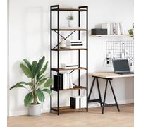 vidaXL Scaffale per Libri in Legno Antico 60x30x188 cm, autoportante, Stile Industriale, a più Ripiani. Struttura in Metallo, con Piedini Regolabili e Supporto a Croce. Spazio Ampio per riporre, IDE