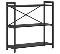 vidaXL Libreria Metallica a Vassoi Neri in Legno di Quercia di - 80 x 30 x 83 cm - Stoccaggio Versatile con Piedini Regolabili, Stile Industriale, Legno D'ingegneria, Ampie Mensole, Struttura Robust
