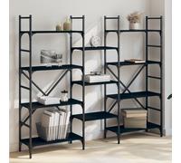 vidaXL Libreria Nera 160x28,5x136,5 cm in Legno Multistrato