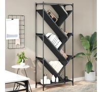vidaXL Libreria Nera 79x30x180 cm in Legno Multistrato e Metallo