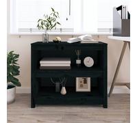 vidaXL Libreria Nera 80x35x68 cm in Legno Massello di Pino