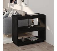 vidaXL Libreria Nera 80x35x71 cm in Legno Massello di Pino