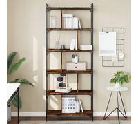 AX Libreria 76x32x192cm Mobile Stile Industriale Portaoggetti Rovere Fumo 833947