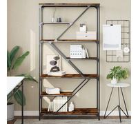 vidaXL Libreria Rovere Fumo 91x36x176 cm Legno Multistrato e Acciaio