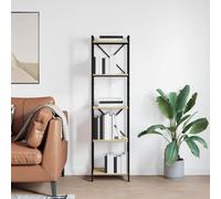 vidaXL Libreria in Rovere Sonoma 40 x 30 x 153 cm, in Legno ingegnerizzato, con Struttura in Acciaio Nero, Ripiani Multipli, Piedini Regolabili, Stile Industriale, mensole Versatili, per Uso Interno