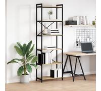 vidaXL Biblioteca in Rovere Sonoma 60 x 30 x 188 cm, con Struttura in Acciaio. Ripiani in MDF Regolabili, Piedi per Uso Interno. Stile Industriale, Molto Stabile, con Un Design Elegante e Tanto spaz