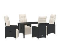 vidaXL Liegestühle für den Garten 2 Stück Schwarz mit Creme-Kissen | Verstellbare Rückenlehne und Fußstütze | Wetterbeständige Außensitzmöbel | Langlebiger Poly Rattan Stuhl | Patio-Liegestuhl mit Kis