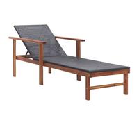 vidaXL Lettino Prendisole Polyrattan e Legno Massello di Acacia Nero