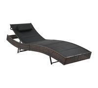 vidaXL Lettino Prendisole Polyrattan e Textilene Marrone Nero Sdraio Cislonga