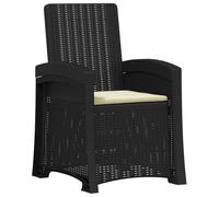 vidaXL Sedia da giardino reclinabile effetto rattan Antracite e Crema, Poltrona reclinabile moderna per giardino, resistente alle intemperie, seduta regolabile per patio o bordo piscina