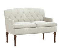 vidaXL Loveseat con bottoni imbottiti Crema 111 x 65 x 79 cm Velluto, Divano letto imbottito con braccioli, schienale comodo, seduta in velluto e gambe rotonde, cuscini in schiuma