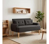 vidaXL Loveseat con bottoni imbottiti 2 posto Nero 117 x 67 x 77 cm