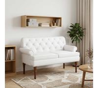 vidaXL Loveseat con bottoni imbottiti Bianco 120 x 65 x 77 cm