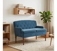 vidaXL Loveseat con bottoni imbottiti Blu 111 x 65 x 79 cm Velluto