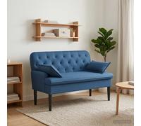 vidaXL Loveseat con bottoni imbottiti Blu 111 x 68 x 80 cm Tessuto,