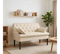 vidaXL Loveseat con bottoni imbottiti Crema 111 x 68 x 80 cm Tessuto