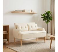 vidaXL Loveseat con bottoni imbottiti Crema 117 x 67 x 77 cm Bouclé