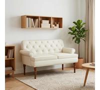 vidaXL Loveseat con bottoni imbottiti Crema 120 x 65 x 77 cm