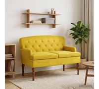 vidaXL Loveseat con bottoni imbottiti Giallo Chiaro 111 x 65 x 79 cm
