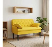 vidaXL Loungebank met knopencomfort Licht Geel 111 x 68 x 80 cm Stof