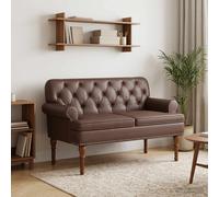 vidaXL Loungebank met knopencomfort Bruin 120 x 65 x 77 cm Kunstleer