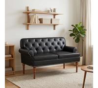 vidaXL Loveseat con bottoni imbottiti Nero 120 x 65 x 77 cm Similpelle