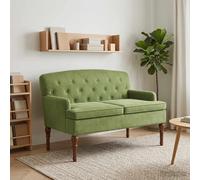 vidaXL Loveseat con bottoni imbottiti Verde chiaro 111 x 65 x 79 cm, Divano letto imbottito con braccioli, schienale comodo, seduta in velluto e gambe rotonde, cuscini in schiuma